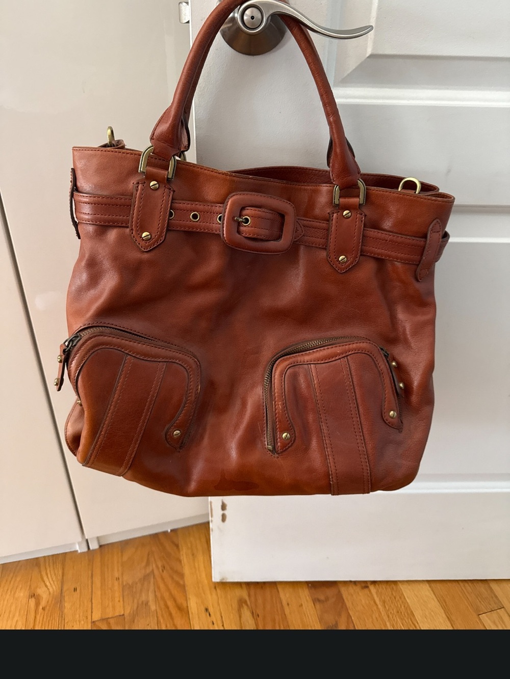 Leather Tote Bag in Cognac Brown - Classic Women's Handbag